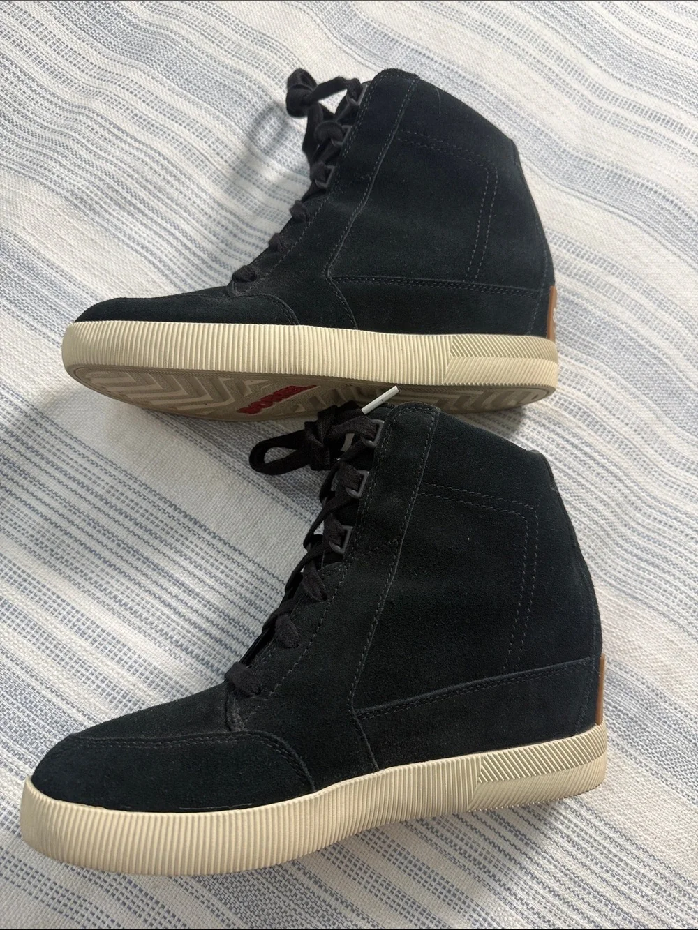 Sorel Joan of Arctic Wedge II Black Suede High Top Sneakers Size 8.5
